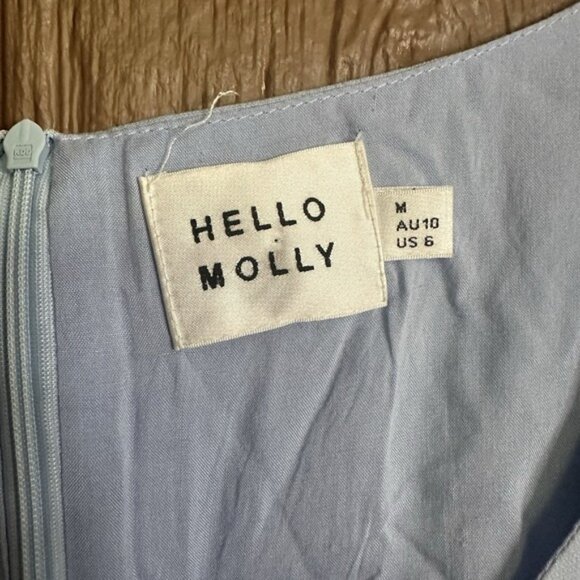 Hello Molly No Time For Love Blue Ruffle Mini Dress Long Sleeve Size Medium - Picture 4 of 8